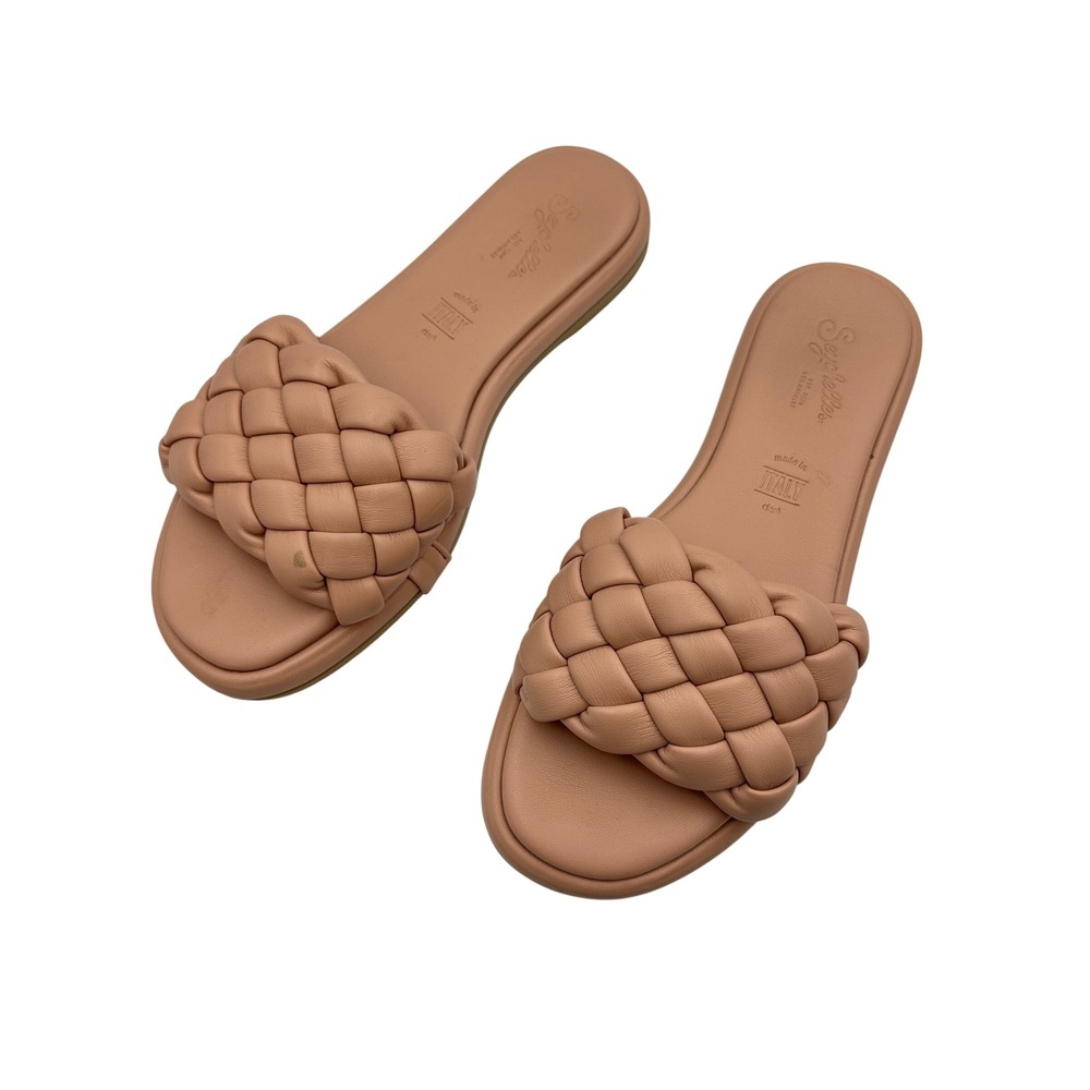 Seychelles Woven Slide Sandals Peach Leather Made in Italy Women's Size 7